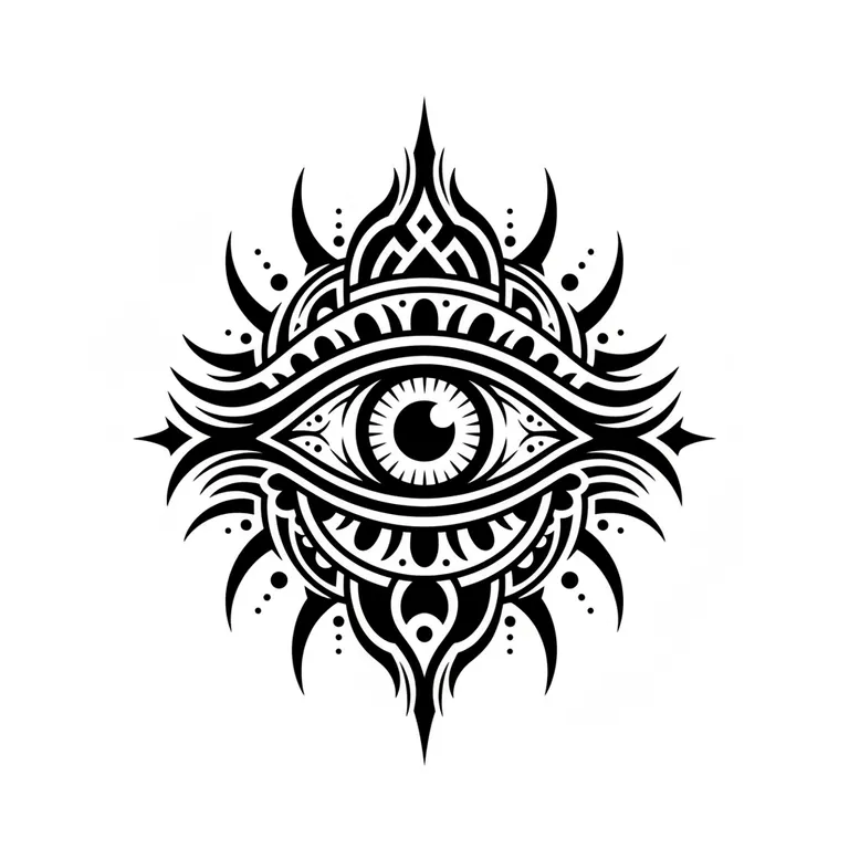 Evil Eye tattoo design, bold blackwork style