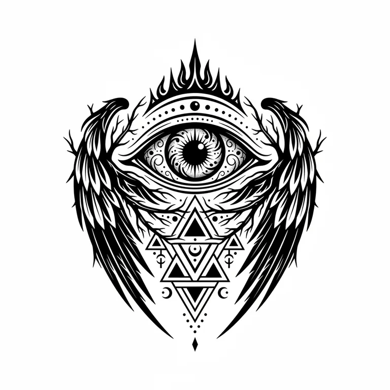 Evil Eye tattoo design, bold blackwork style