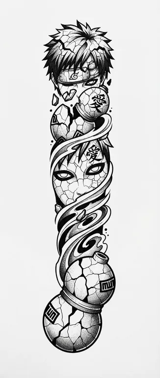 cracked porcelain inspired blackwork design