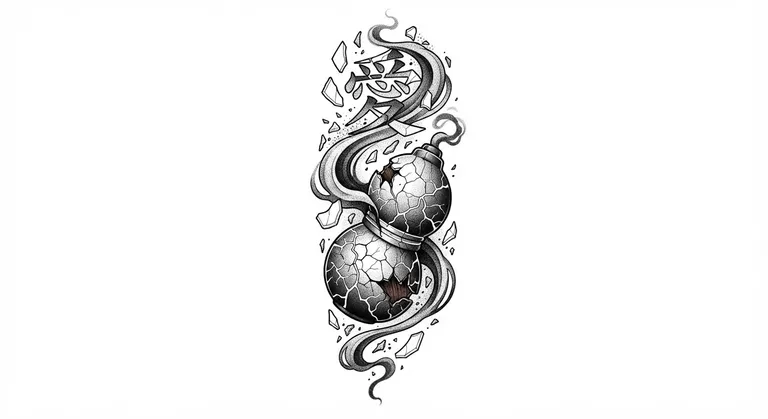 cracked porcelain inspired blackwork design