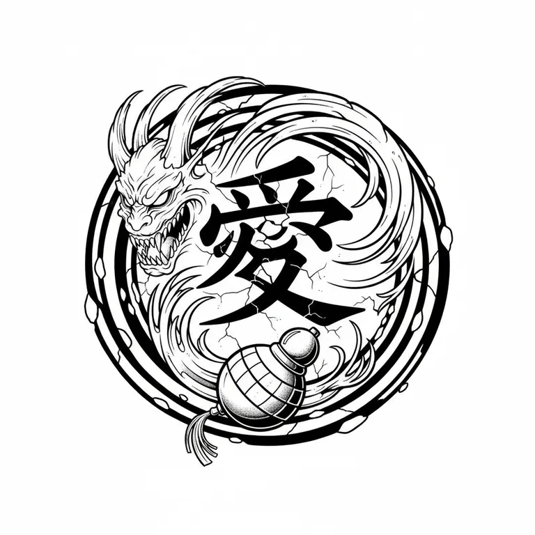 Gaara tattoo design, bold blackwork style