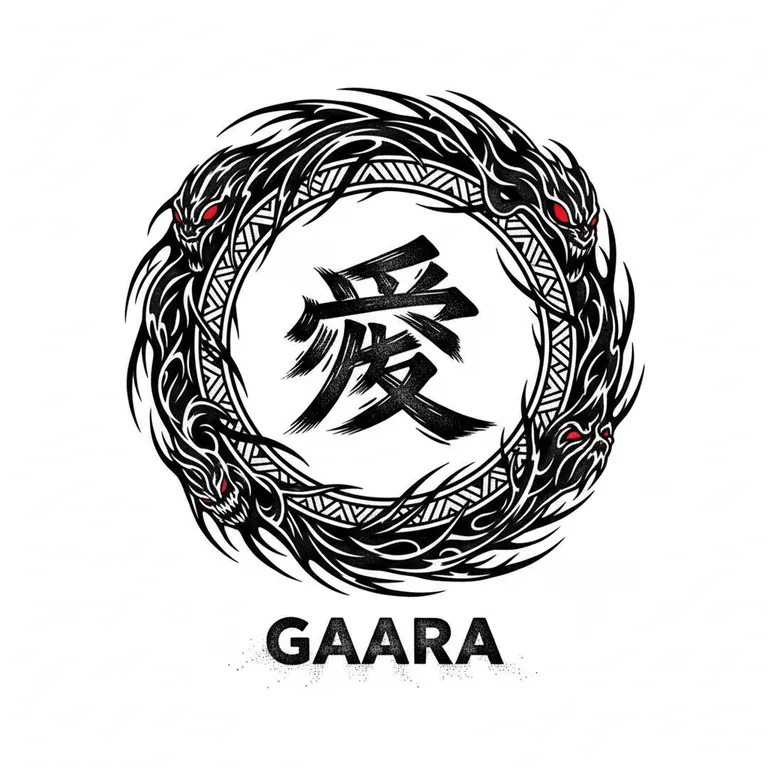 Gaara tattoo design, bold blackwork style