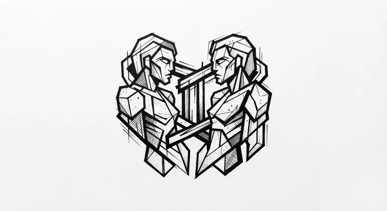 brutalist ink-cut abstract geometry design