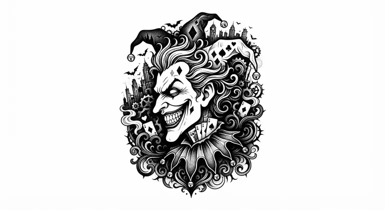 surreal negative-space optical illusion in black ink design
