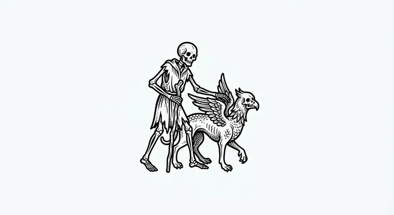 medieval bestiary marginalia in black ink design