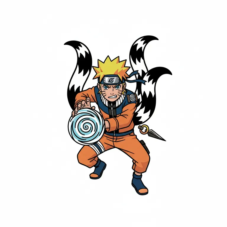 Naruto tattoo design, american traditional bold outline style