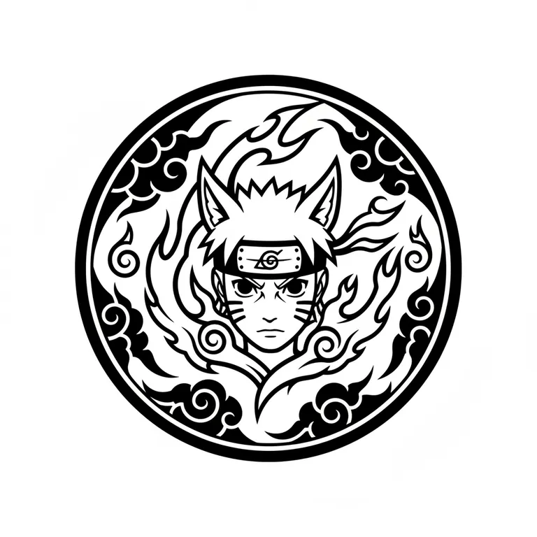 Naruto tattoo design, bold blackwork style