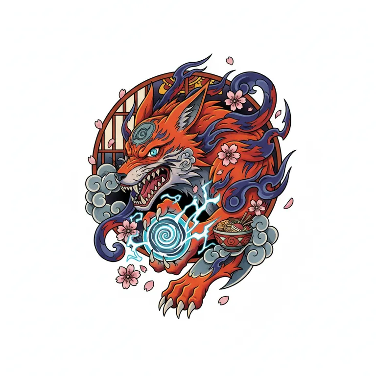 Naruto tattoo design, neo-traditional color style