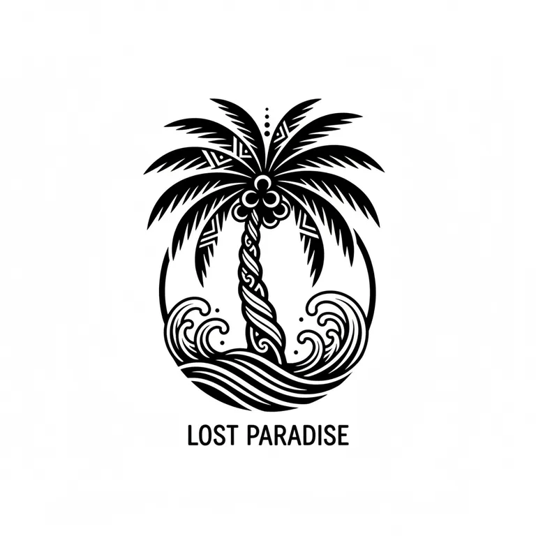 Palm Tree tattoo design, bold blackwork style