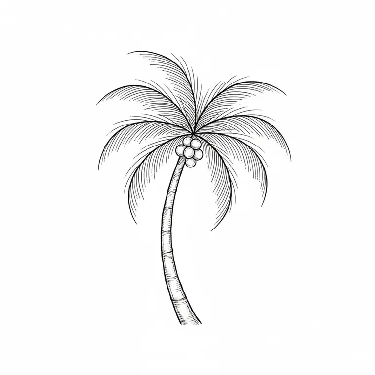 Palm Tree tattoo design, fine line black ink style