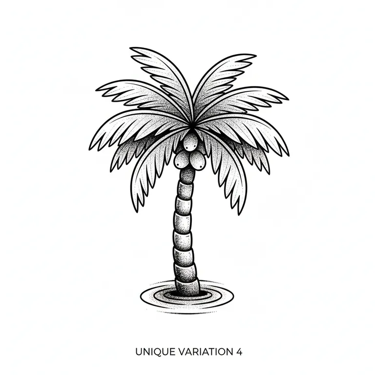 Palm Tree tattoo design, dotwork shading style