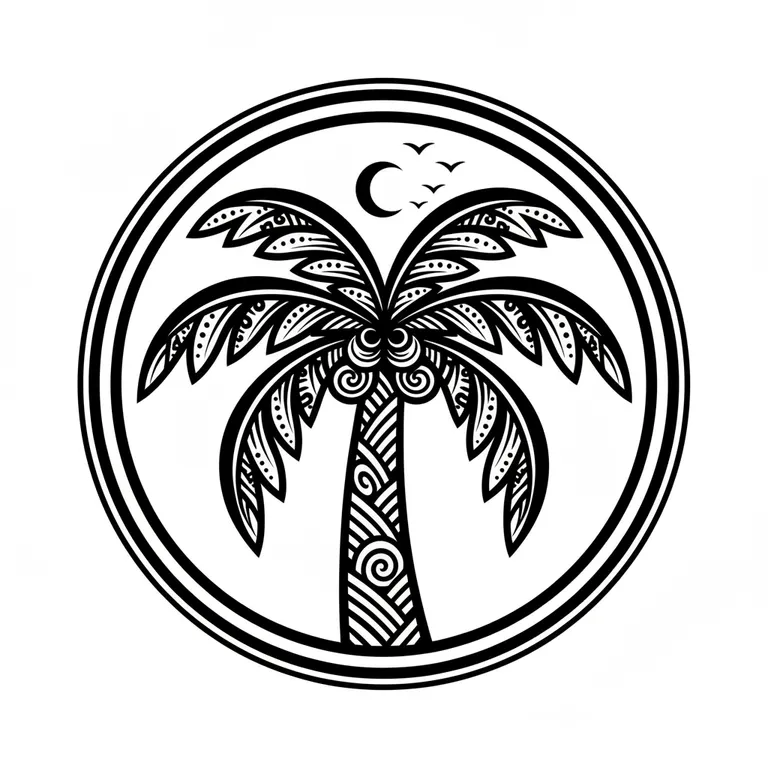 Palm Tree tattoo design, bold blackwork style
