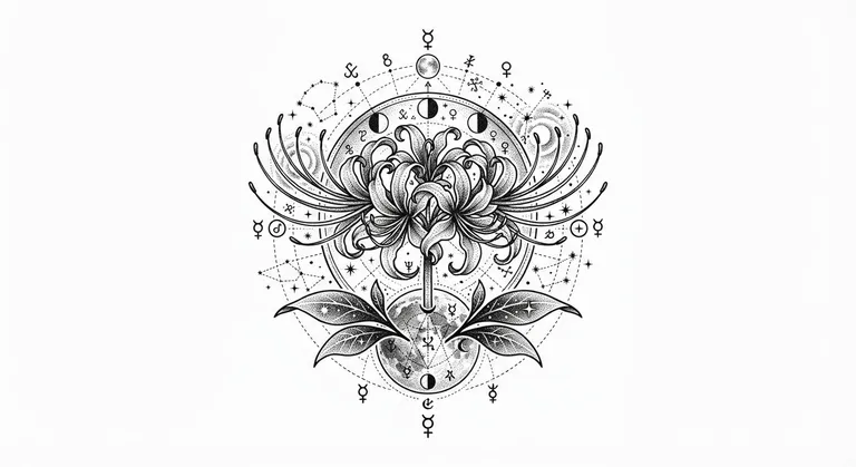 occult celestial cartography dotwork design