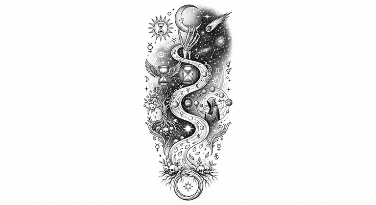 occult celestial cartography dotwork design