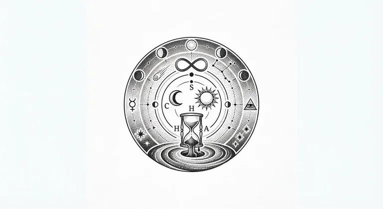 occult celestial cartography dotwork design
