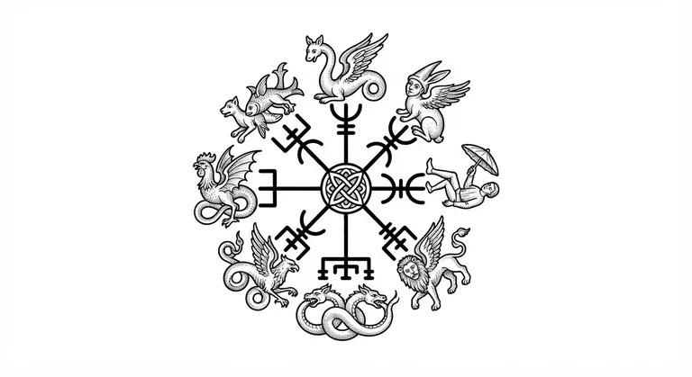 medieval bestiary marginalia in black ink design