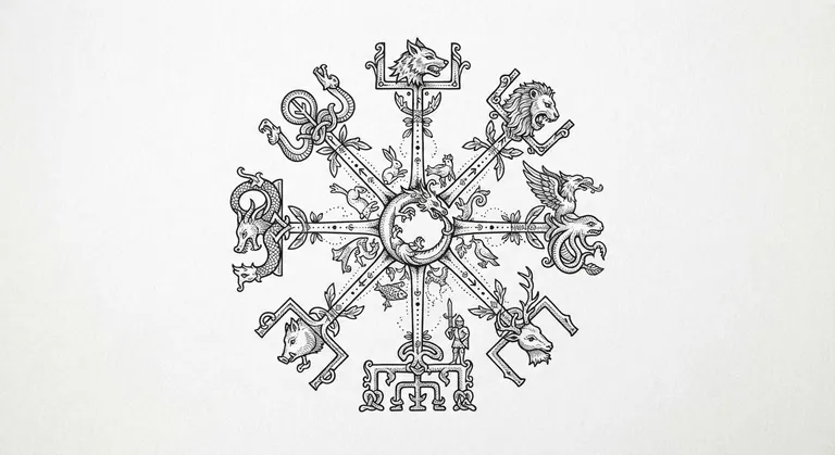 medieval bestiary marginalia in black ink design