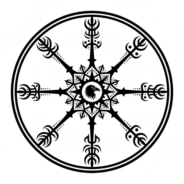 Vegvisir tattoo design, bold blackwork style