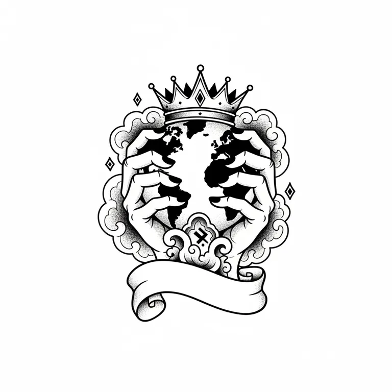 The World Is Yours tattoo design, bold blackwork style