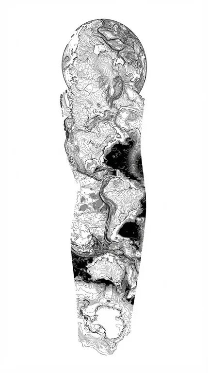 topographic contour line tattoo design