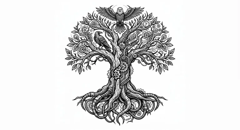 fossilized cyber-organic linework design
