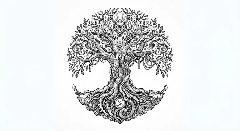 fossilized cyber-organic linework design