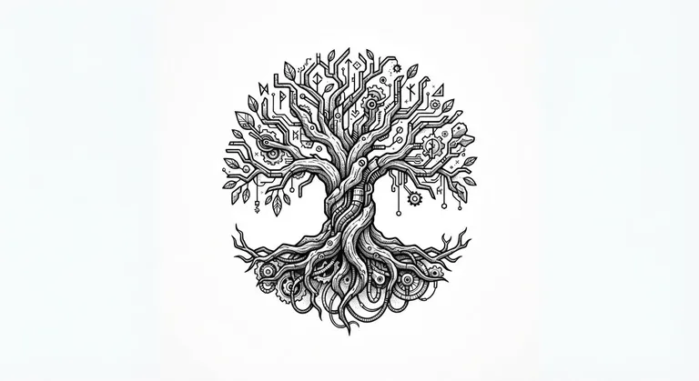 fossilized cyber-organic linework design