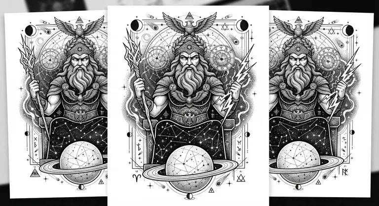 occult celestial cartography dotwork design
